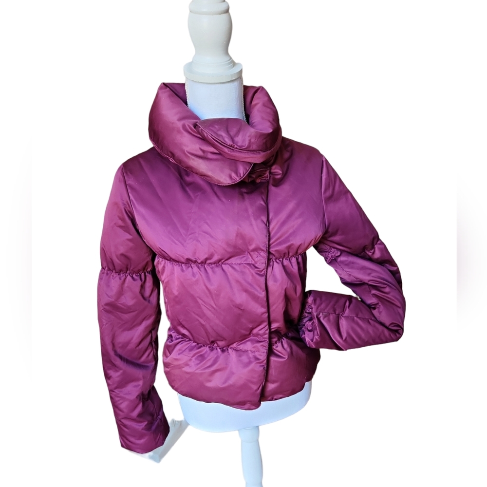 Theory Purple Stylish Puffer Coat P XS
